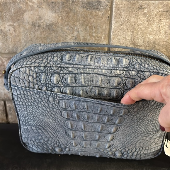 NWT RARE denim Blue Crocodile-Embossed Shea leather bag - Picture 3 of 4